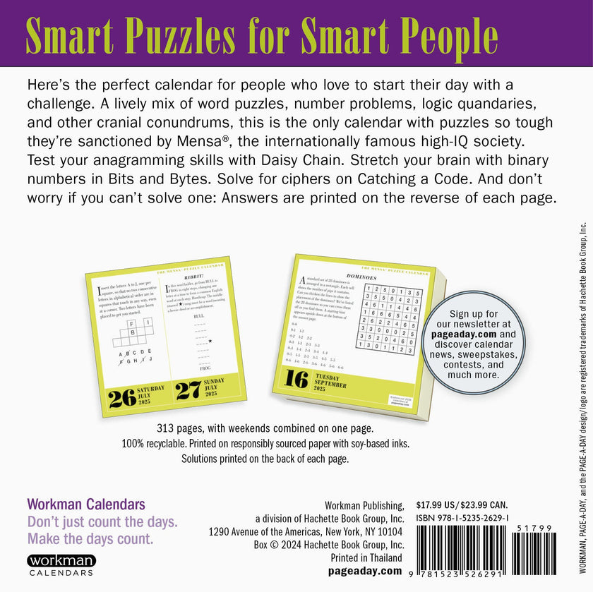 Mensa® 365 Brain Puzzlers PageADay® Calendar 2025